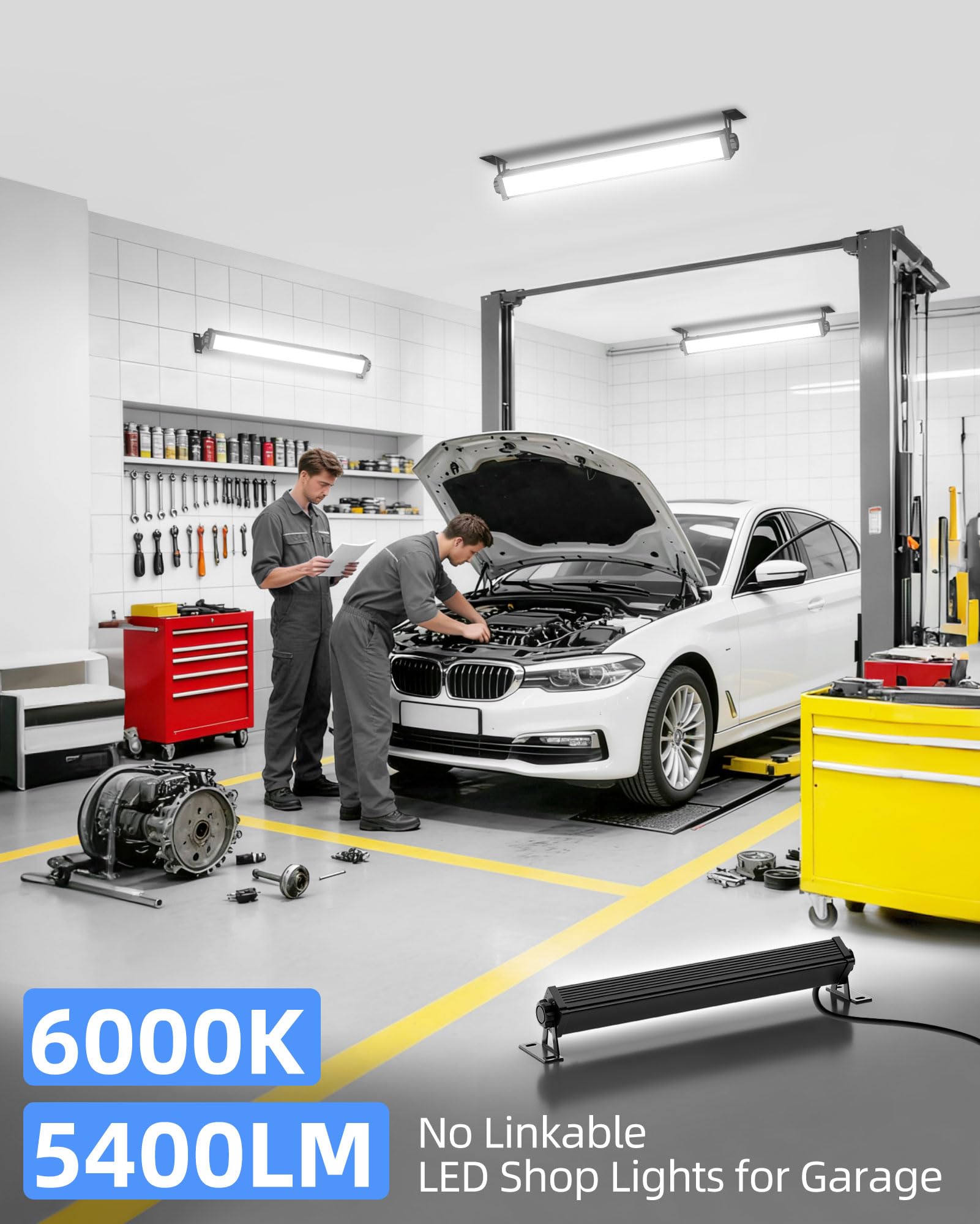 40W LED Shop Light 5400LM Brighter Plug in Garage Light with On Off Switch 6 6FT Cord 6000K — view 2