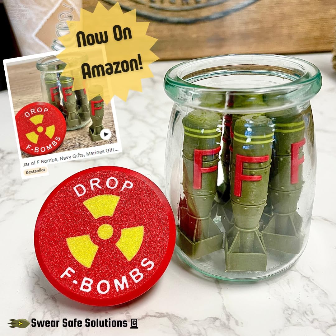 F Bomb Jar, Office Desk Accessories, Office Decor, Desk Decor For Men, Office Accessories, Funny Office Decor, Military Gifts For Men, Army Stuff, Marines Gifts, Navy Gifts, Army Gifts Decorations