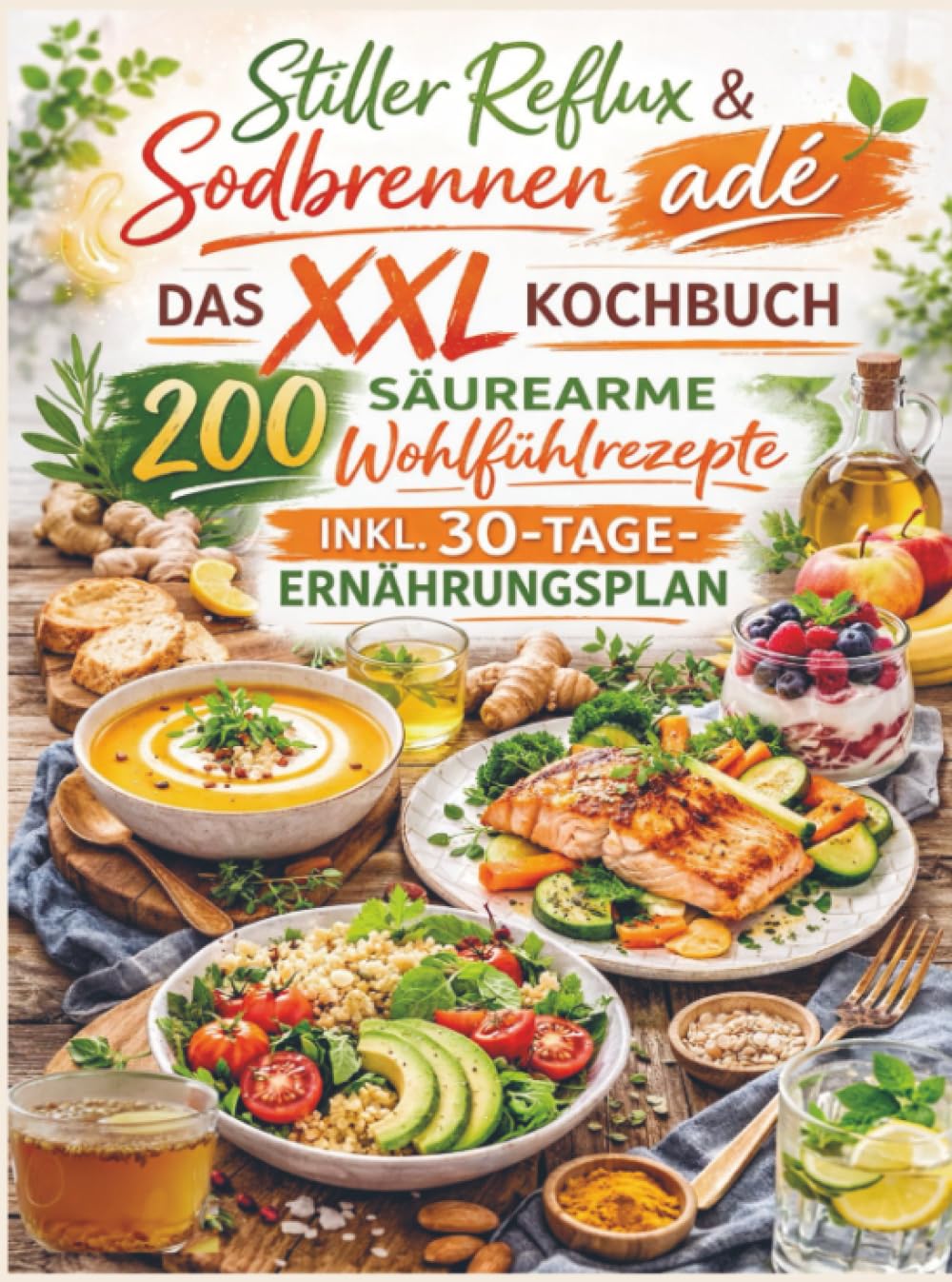 Stiller Reflux & Sodbrennen adé: Das XXL Kochbuch – 200 säurearme Wohlfühlrezepte inkl. 30-Tage-Ernährungsplan