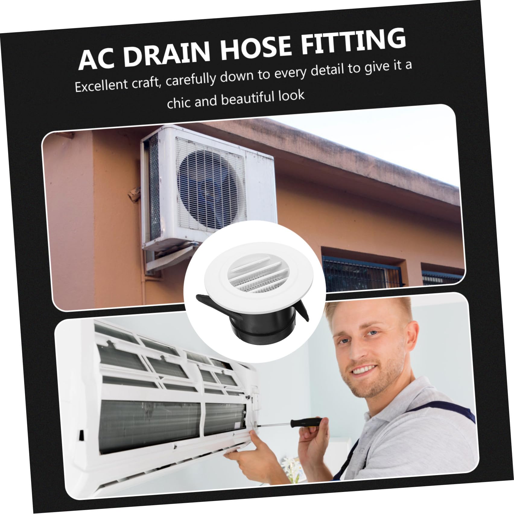Kit 3pezzi in Pvc e Gomma Connettore Gomito 40mm Raccordi Scarico Condensa Climatizzatore per Unità Esterna di Condizionamento, Adatto per Scuole e Hotel