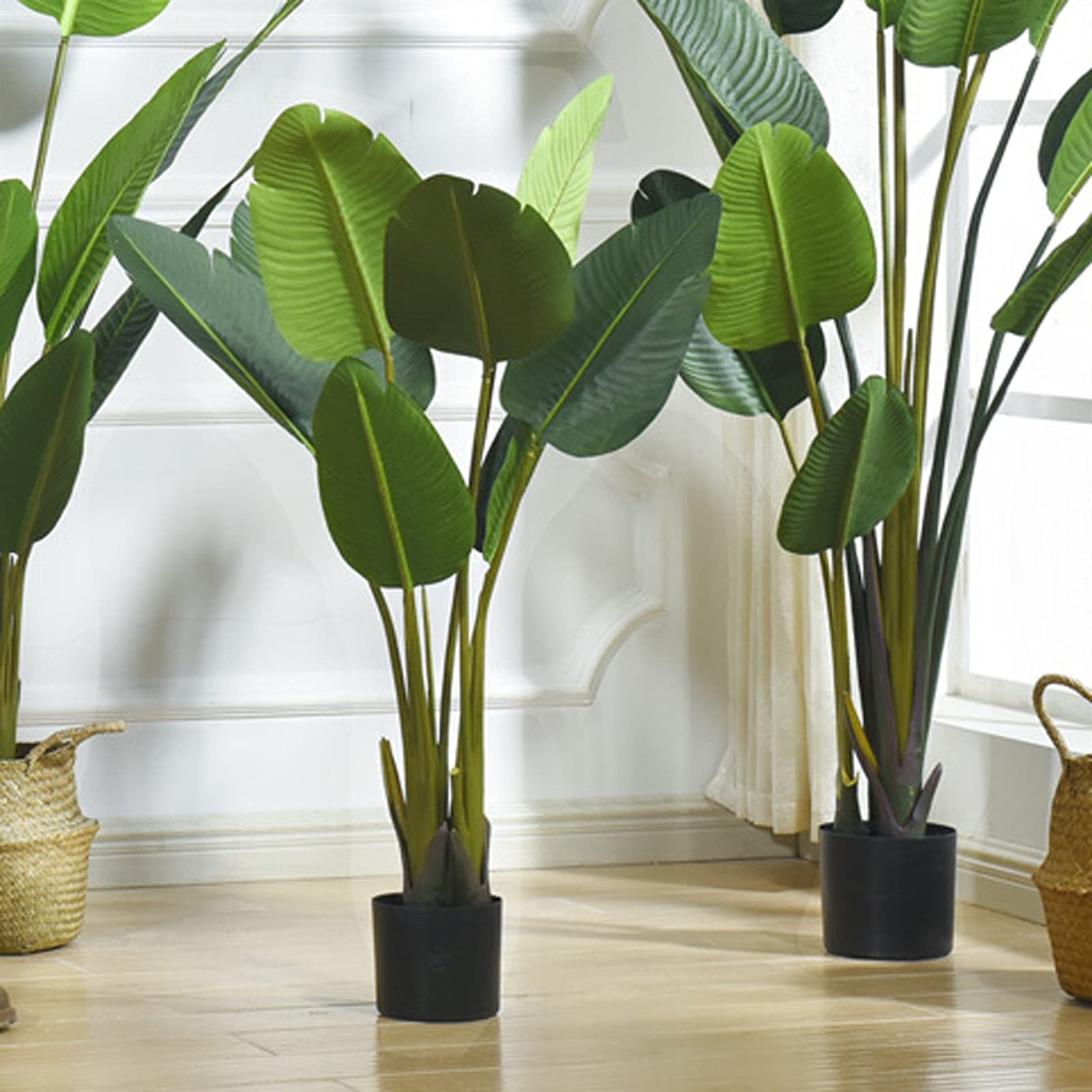 RELAX4LIFE Piante Finte da Interno de Esterno, Piante Artificiali 110cm di Altezza, Pianta Finta Realistica con 28 Foglie per Decorazione Domestica (110cm, Palma, 28 Foglie