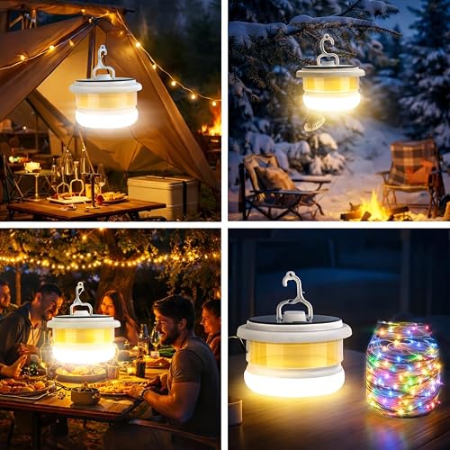 Snapklik.com : Camping String Lights Outdoor Solar, 3 In 1