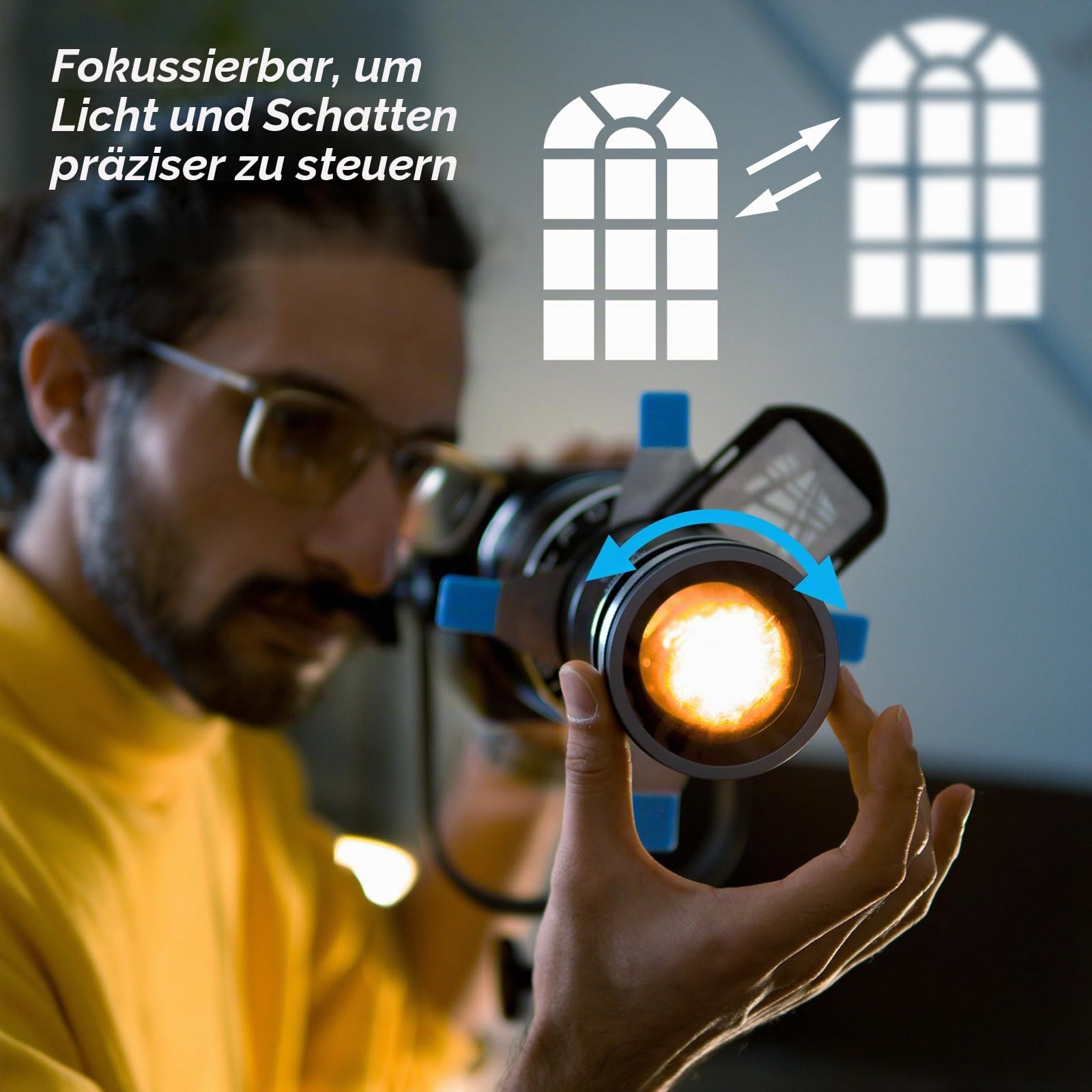DF DIGITALFOTO Optical Snoot Bowens Mount Gobo Projektor mit 39 Gobos für Fotografie Spotlight, kompatibel mit Aputure Amaran 100X/D 200D/X, Godox SL60, Nanlite FS150B
