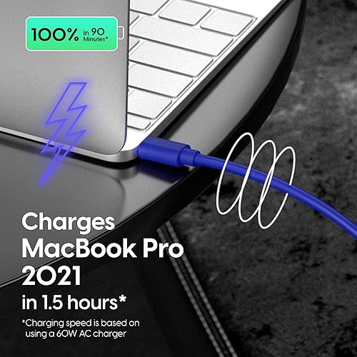 Miniatura 5 de TALK WORKS Cable USB C a USB C de 10 pies, cargador de teléfono Android, resistente, PD tipo C, cable de entrega de energía de carga rápida para