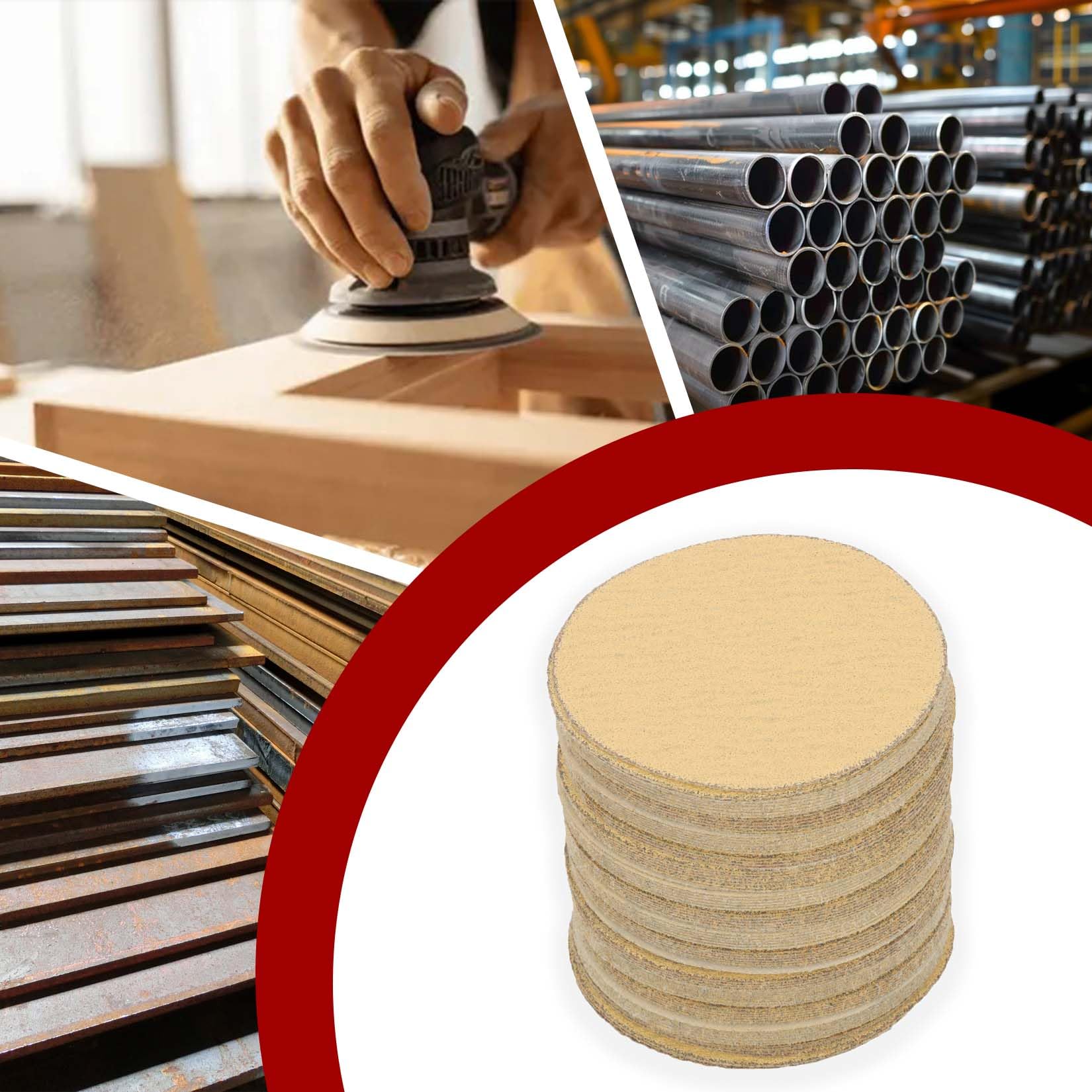 Disco de lija de 5 pulgadas sin agujeros, 100 piezas de papel de lija redonda de óxido de aluminio para lijadora de molino de lija accesorios de pulido (60 80 120 180 240 320) grano
