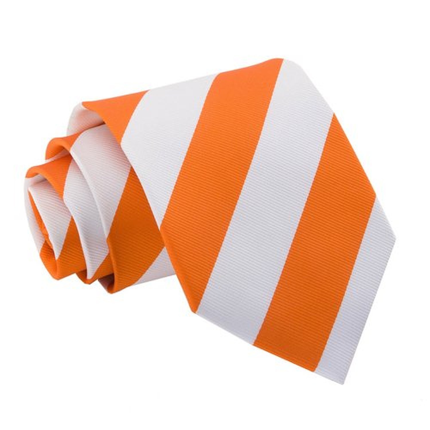Dqt Men's Orange And White Striped Classic Tie - 9Cm Width Necktie - Wedding, Business & Formal