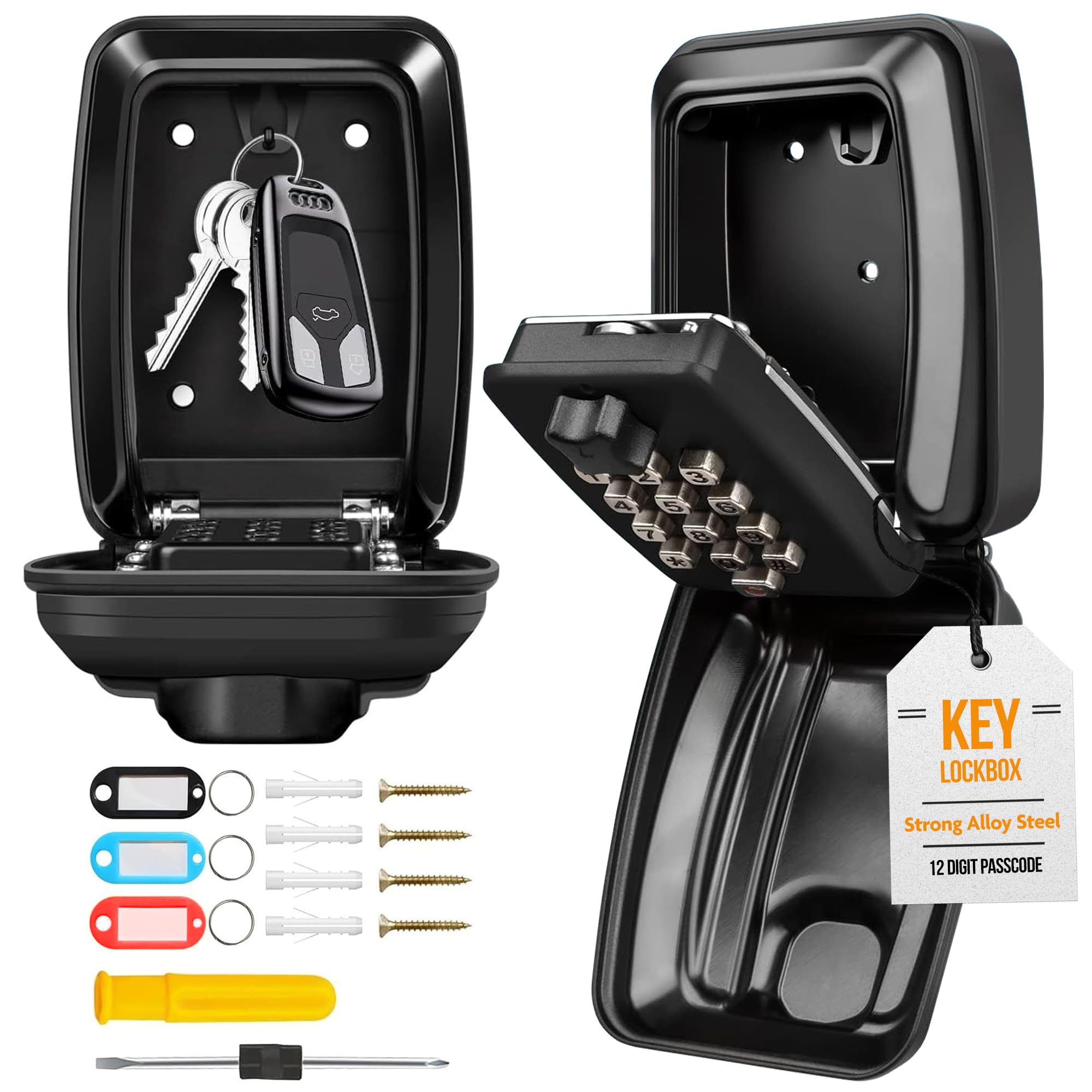 Key safe wall mounted Police Approved waterproof and Large Capacity Key Safe Outdoor for Home Office Garage School Airbnb Warehouse in Black
