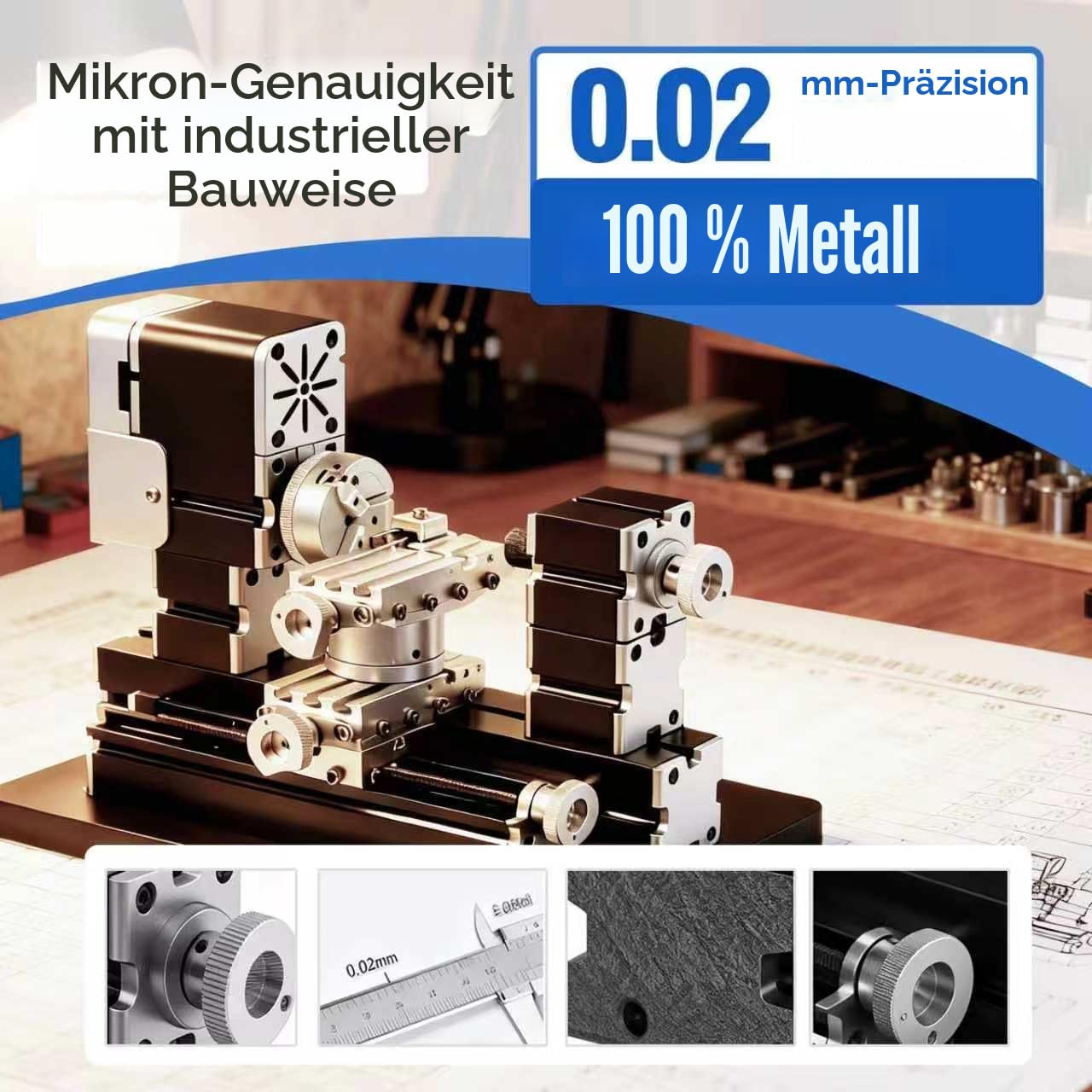 Hochleistungs-Mini-Drehmaschine, 60 W, aus Metall, Heimwerker, 4-Achsen, Drehmaschinen, Werkzeugmaschinen mit Sockel, 12000 U/min, für Holz, Weichmetalle, Plexiglas, Kunststoff