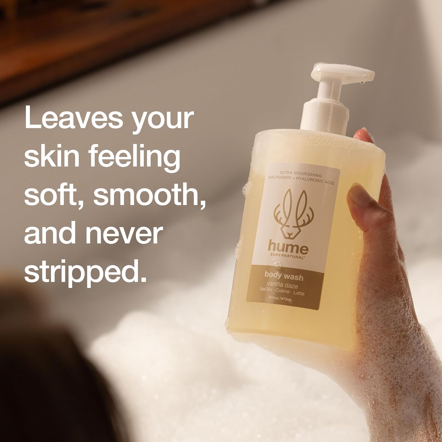 HUME SUPERNATURAL Ultra Nourishing Body Wash, Vanilla Daze, 16 fl oz - Cleanse, nourish and replenish skin with Niacinamide, Hyaluronic Acid, and Prebiotics. Free from Sulfates, Parabens, Phthalates - Image 6