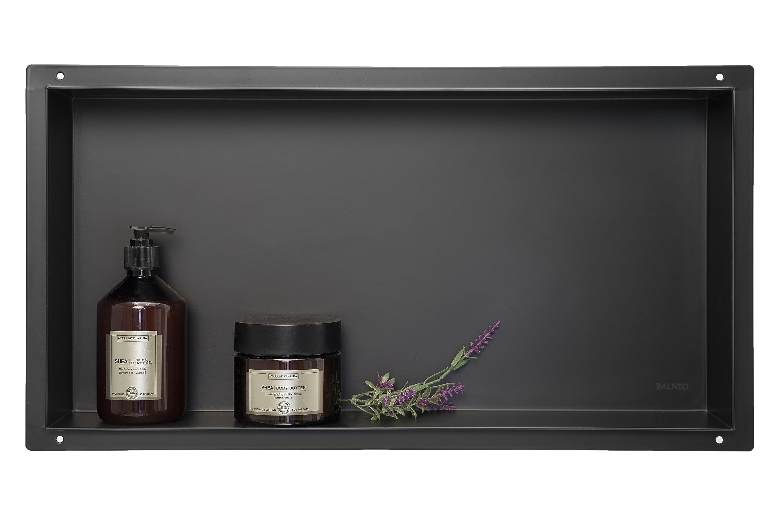 Wall-Box NO Rim Nicho de Ducha de Pared Nicho de Ducha de Acero Inoxidable 60x30x10cm, Negro, Impermeable, Nicho para Utensilios de Baño, Wall-Box NO Rim Negro, Debajo de los Azulejos