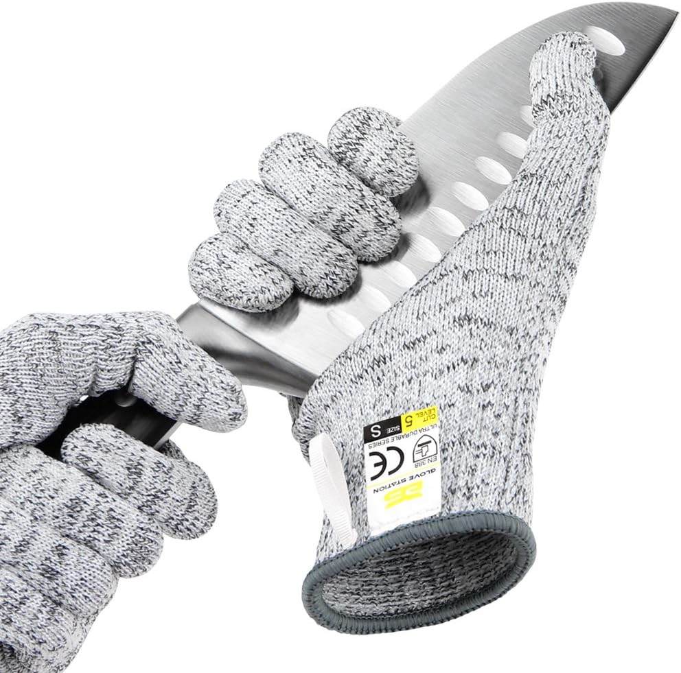 Glove StationUltra Durable Series Cut Resistant Gloves - Cutting Gloves for Chefs, BBQ and Cooking - Level 5 Protection, Food Grade Safe Cut - Grey, X-Large Size