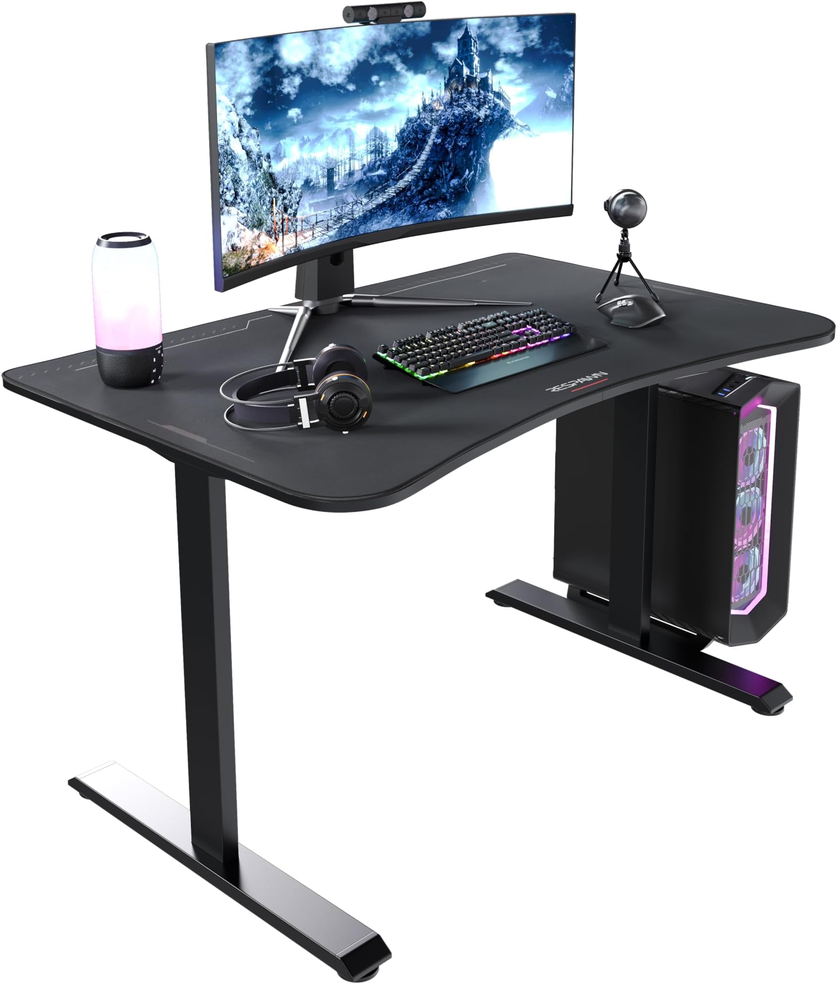 RESPAWN 1048 Gaming Desk - 48" Computer Desk with Mouse Pad, PC Workstation with Cable Management, Home Office, Gaming Table - Black