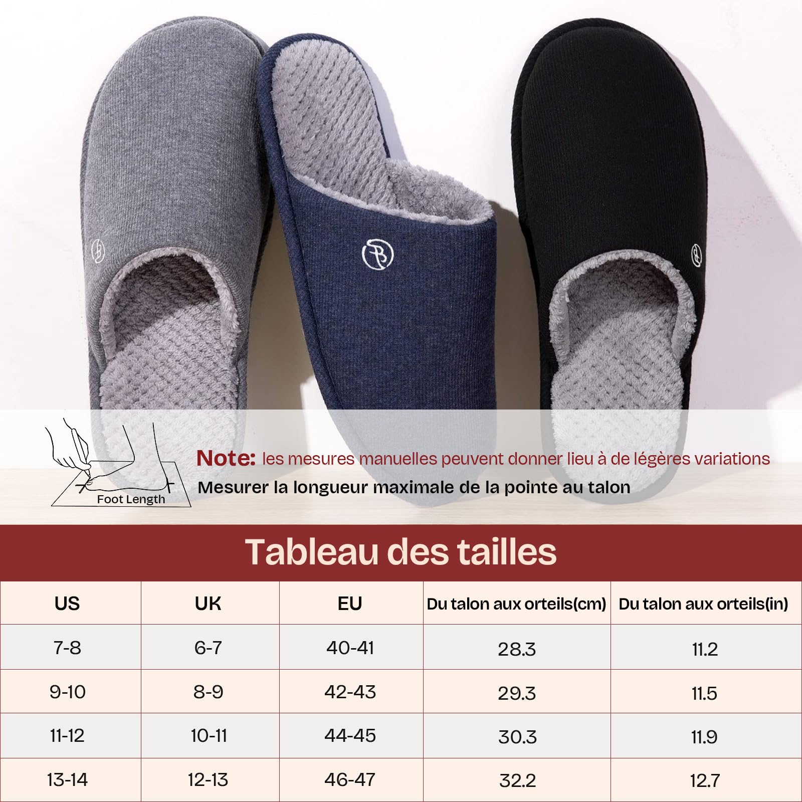 EverFoams Chaussons respirantes douces pour hommes avec mousse à mémoire de forme pour l'été et l'automne