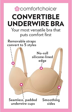 Comfort Choice Women's Plus Size Convertible Strapless Underwire Bra