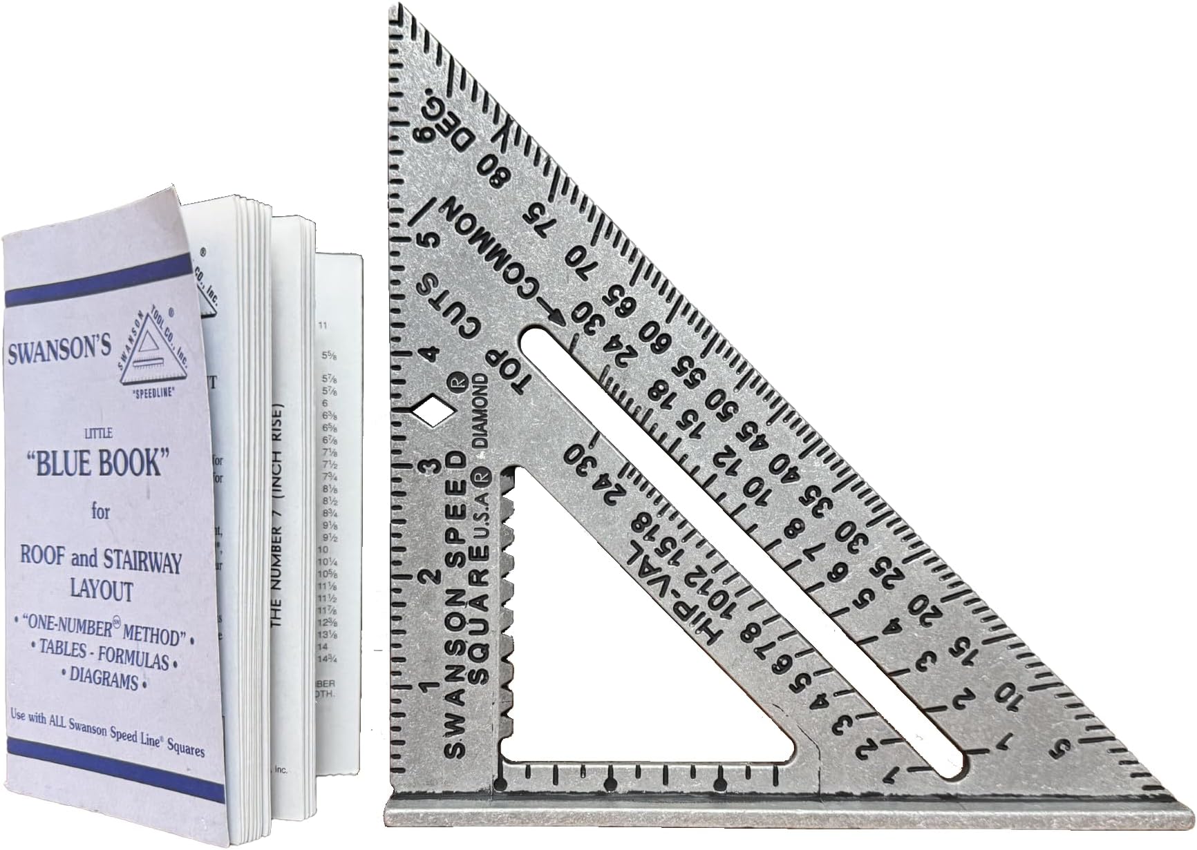Swanson Tool S0101 7-inch Speed Square Layout Tool with Blue Book, [New Version]
