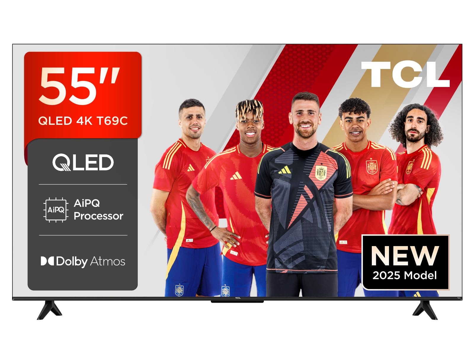 TCL 55T69C 55” QLED, Direct LED TV, 4K HDR, Smart TV Powered by Google TV (Dolby Vision & Atmos, Game Master, Motion Clarity, Compatible with Google Assistant & Alexa)