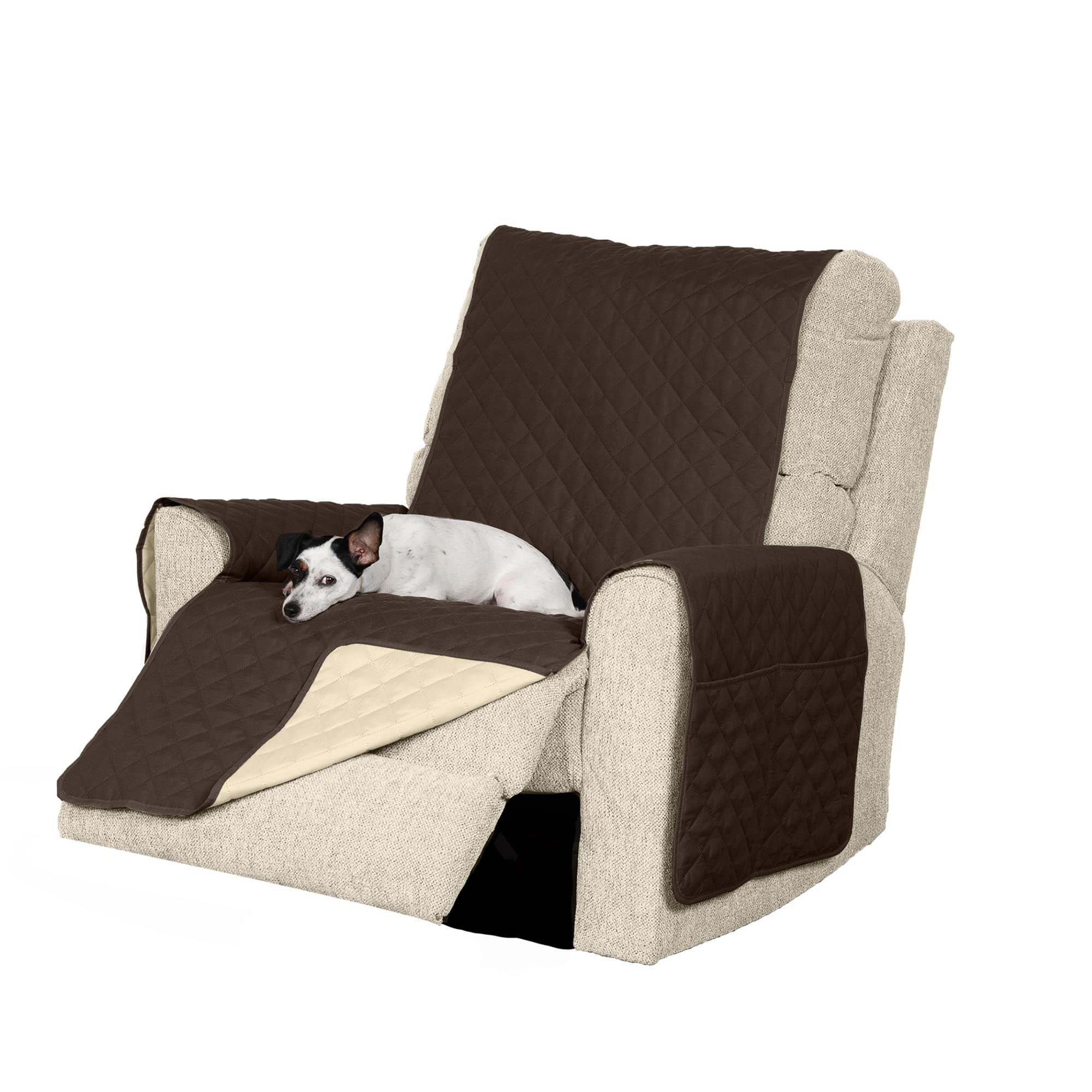 Furhaven Recliner Slipcover Water-Resistant Reversible Two-Tone Furniture Protector Cover - Espresso/Clay, Recliner
