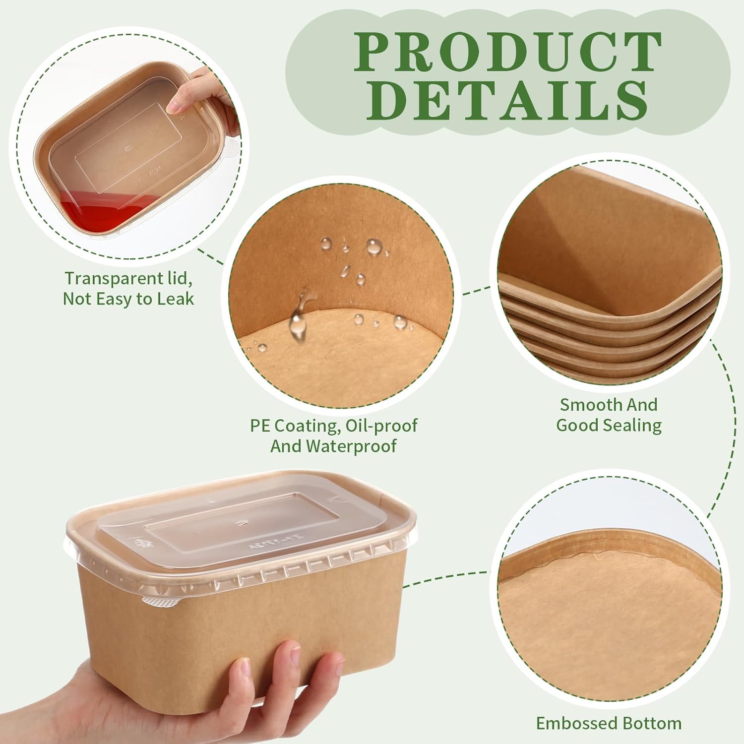 Maxdot 50 Pack Disposable Food Containers with Lids Paper Food Containers Bowls for Meal Prep, Salad, Ice Cream, Yogurt, Soup Bowls Party Leftover Box(34 oz)