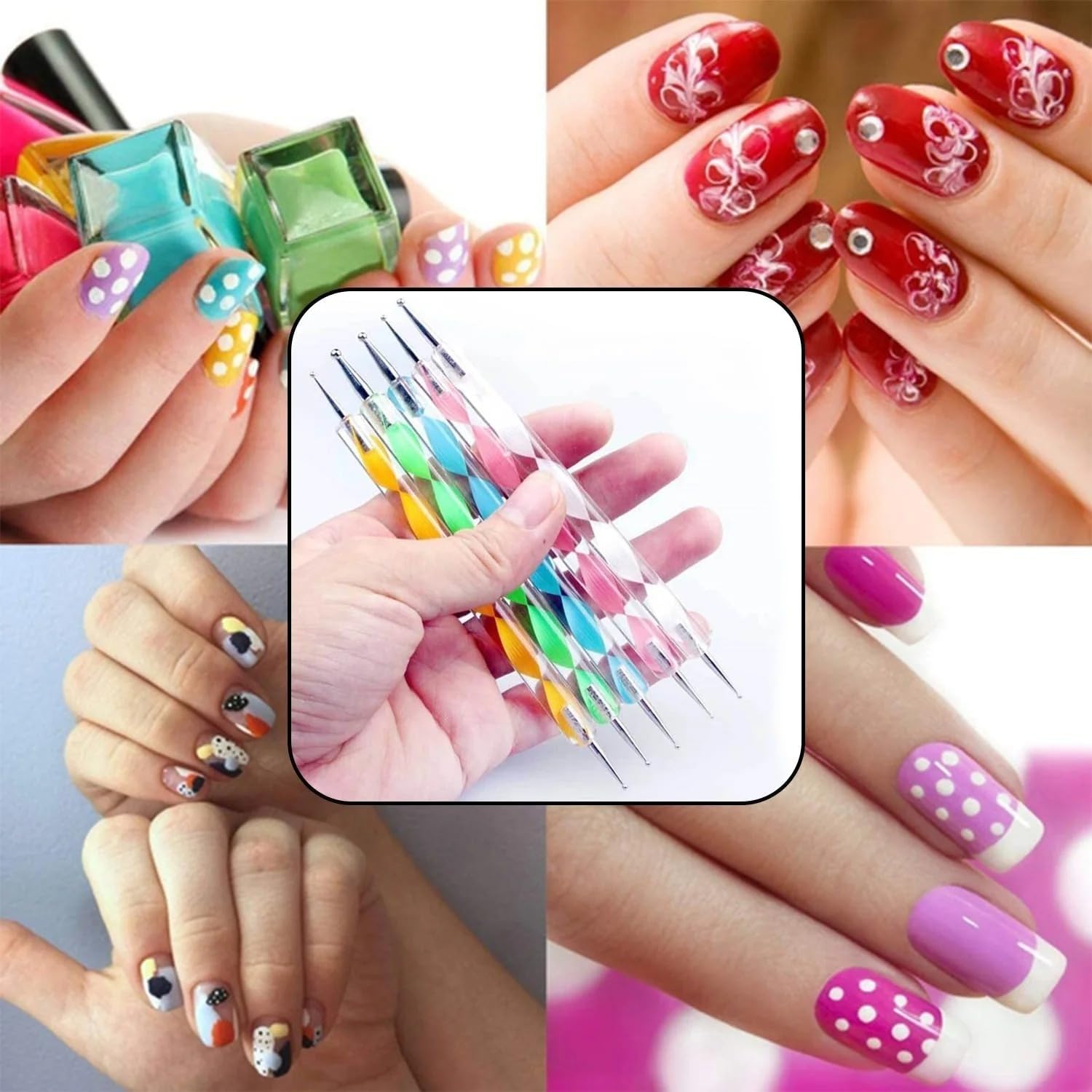 DeoDap Nail Art Brushes 5 Pc – Professional Nail Art Kit with Acrylic Brushes, Point Pen & Cleaning Brush – Multipurpose Tools for Gel, Acrylic and Manicure Designs – Perfect for DIY Nails Fashion - Image 2 thumbnail