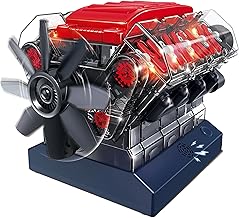 Working V8 Combustion Engine Model Kit by Playz - 270-Part STEM Mini Engine for Adults & Teens