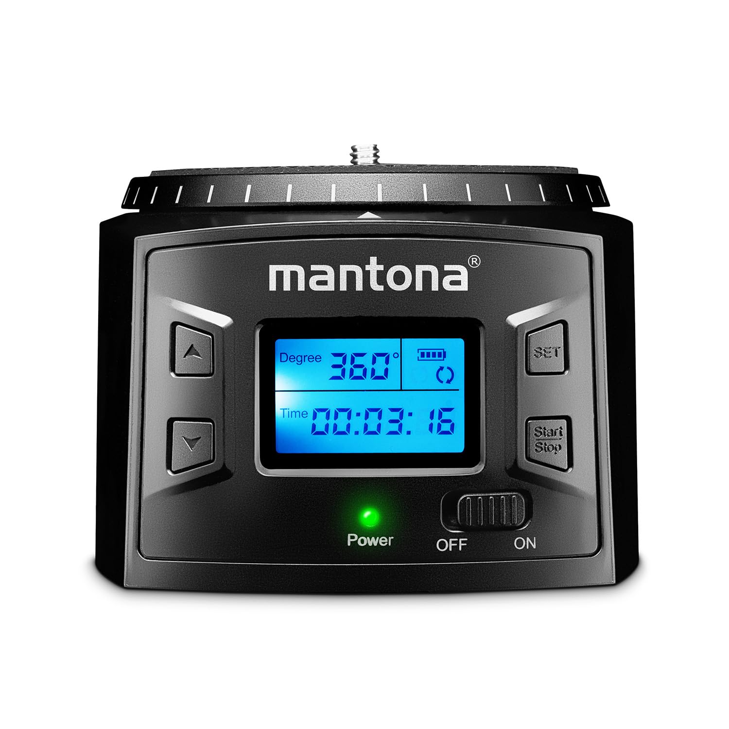Mantona Turnaround 360 Advanced 3 Tête de trépied panoramique électrique rotative 360° programmable Timelapse Smartphone Action Cam GoPro