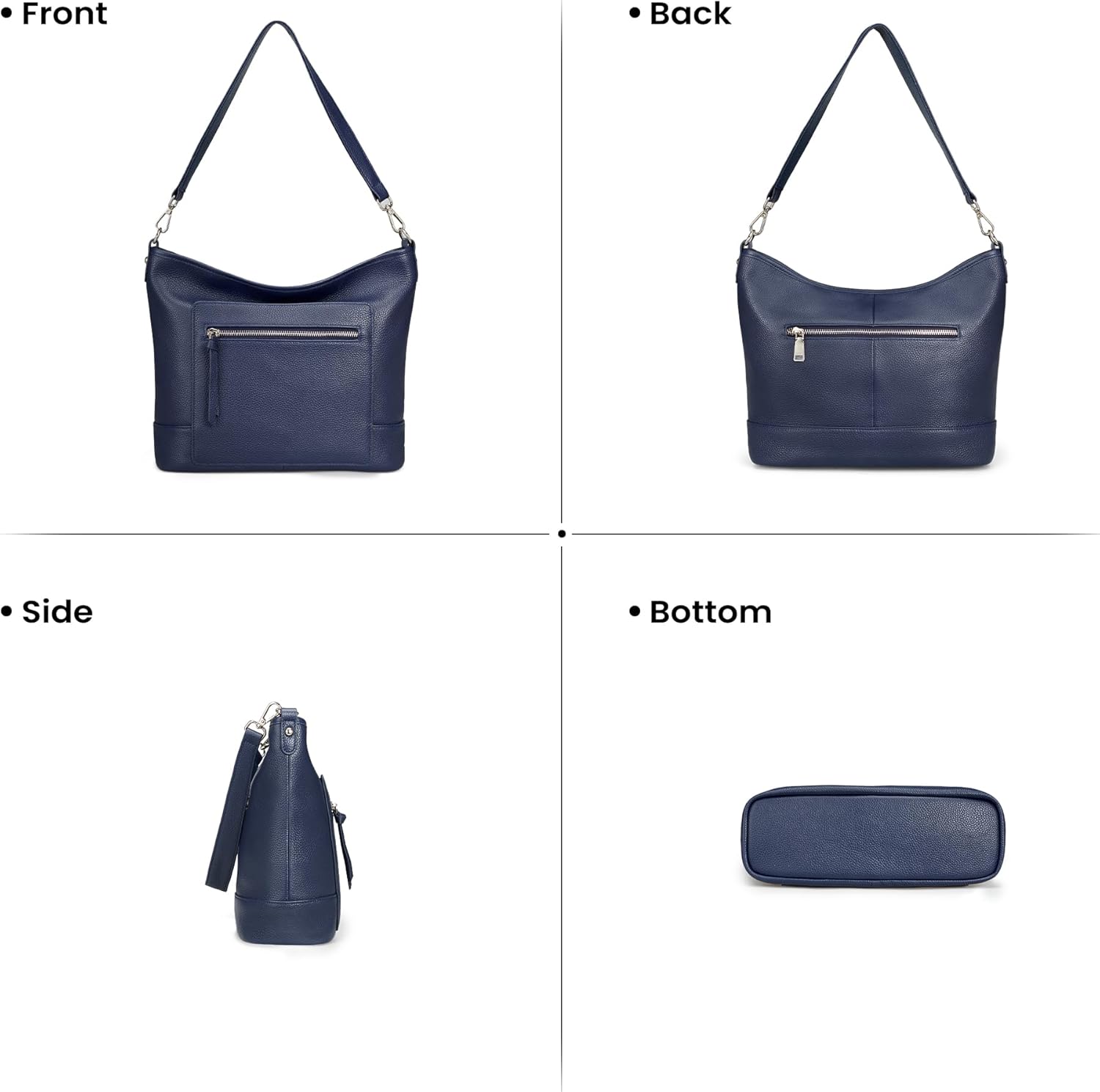 befen Soft Genuine Leather Hobo Bags for Women, Large Multi-Pocket Shoulder Crossbody Handbags with Zipper Closure - Image 5