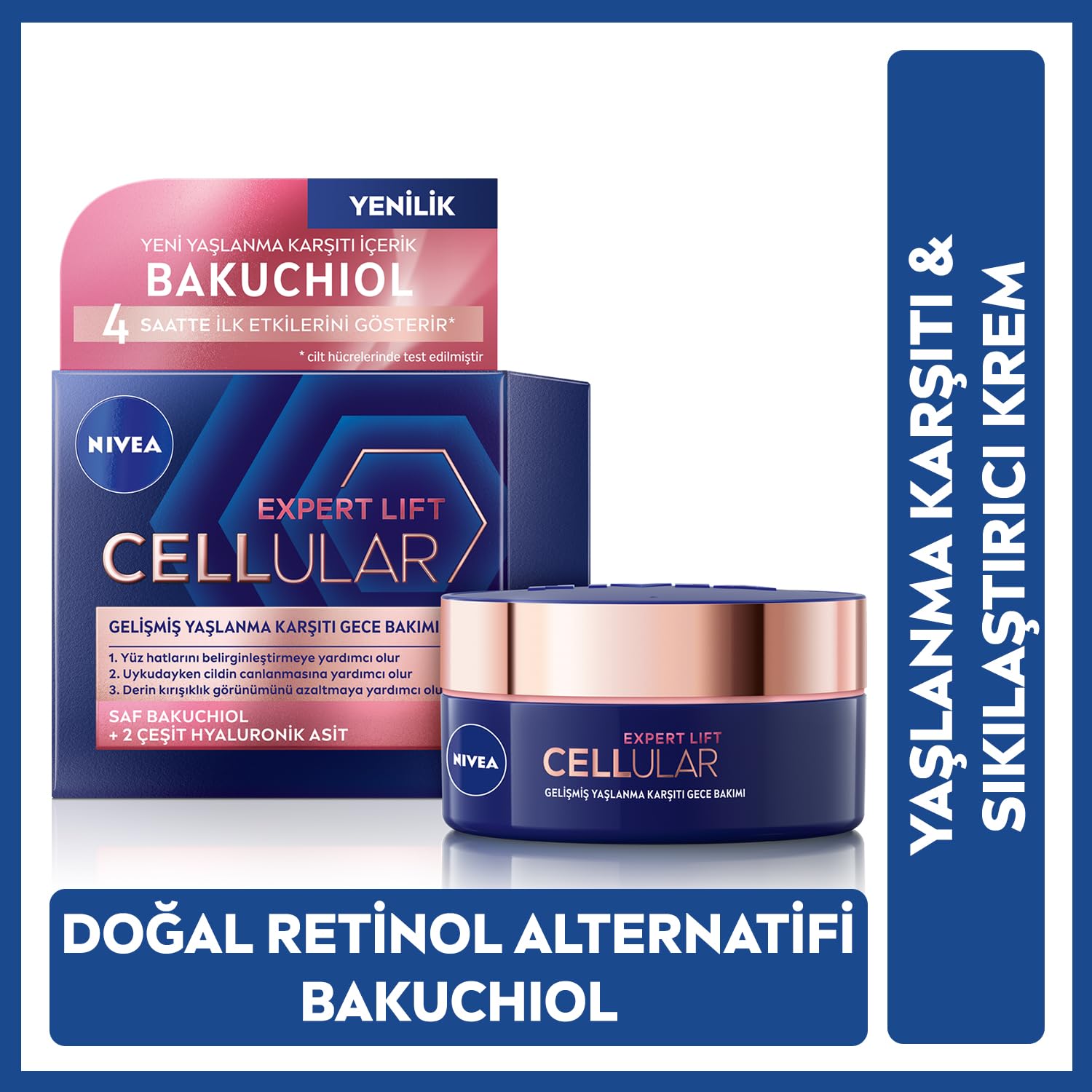 Nivea Cellular Expert Lift Saf Bakuchiol Gelişmiş Yaşlanma Karşıtı Gündüz Ve Gece Yüz Kremi 50ml