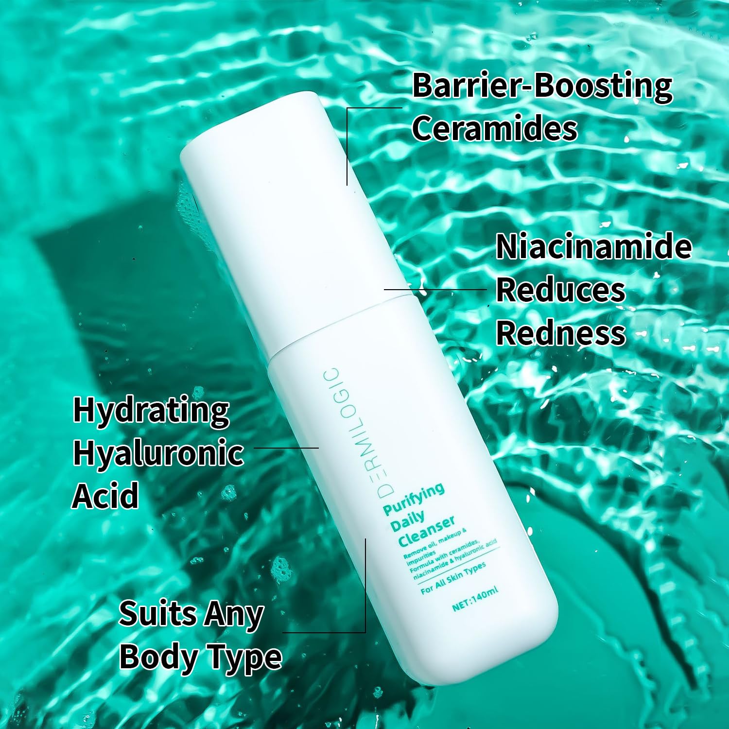 Purifying Daily Cleanser, Deep Cleanse, Hydrate & Restore, Contains Niacinamide, Ceramides and Hyaluronic Acid, Dermatologist-Tested For Bright, Balanced, Glowing skin - Image 3