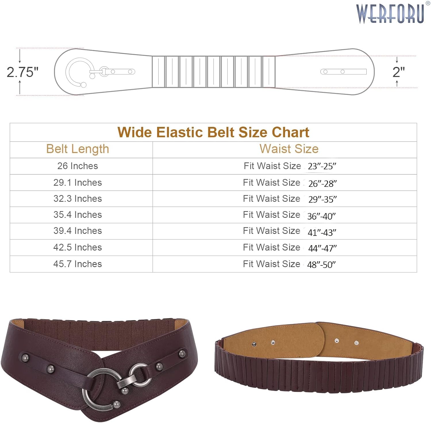 WERFORU Women Vintage Wide Elastic Thick Stretch Belt with Interlock Buckle for Dress - Image 5