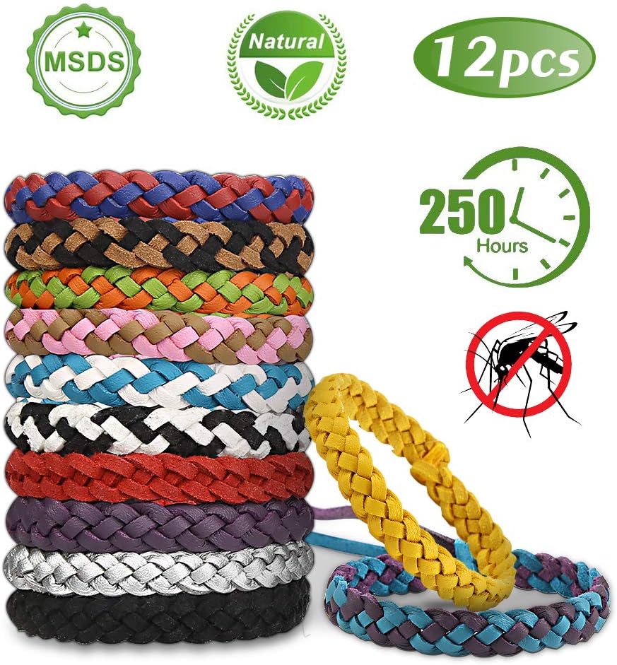 VEGKEY Mosquito Repellent Bracelet, Anti-mosquito Bracelets, Mosquito Repellent Bands Against Insects 100% Natural Plant Extract for Children and Adults (12 pieces)