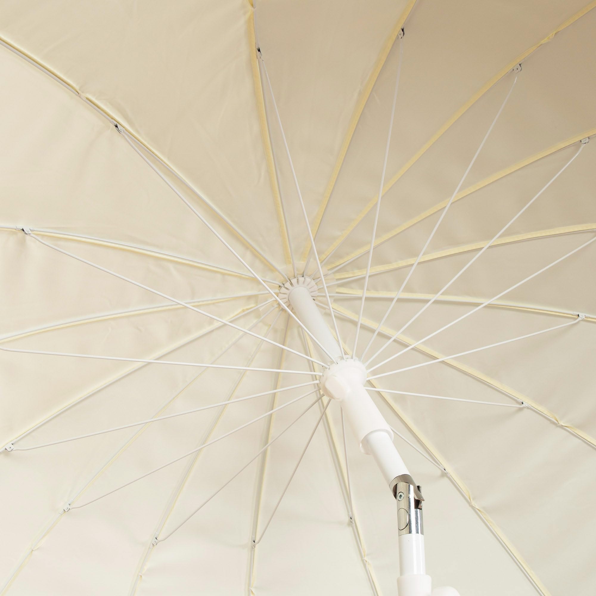 AKTIVE Sombrilla playa 16 varillas 200 cm beige, mástil de acero inclinable, protección UV50, diseño con flecos, varillas reforzadas, funda de transporte incluida, optima para la playa (62432)