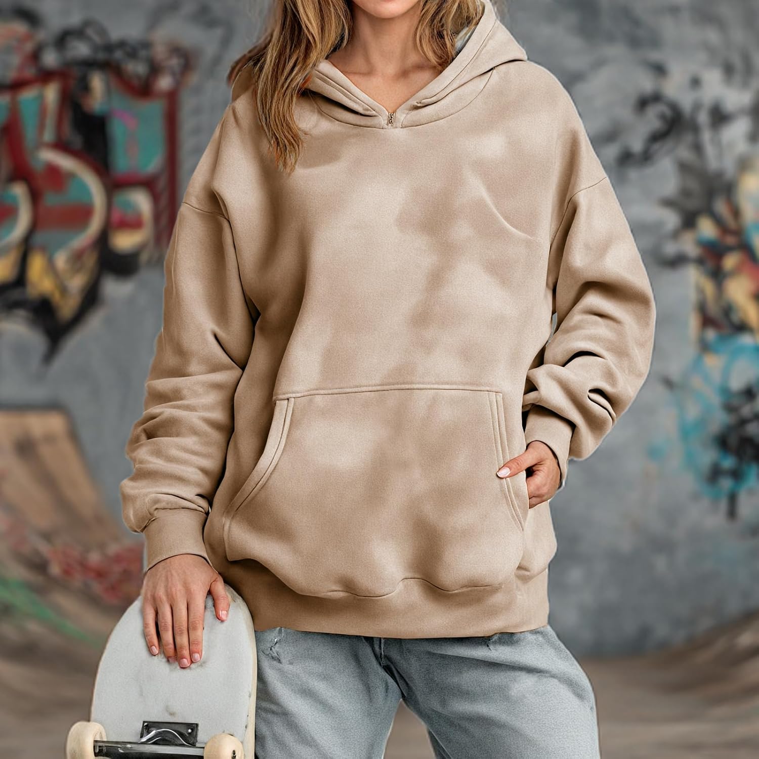 MARSVOVO Womens Hoodies Pullover Casual Loose Fashion Sweatshirt Comfortable Cozy Basic Fall Clothes with Pocket - Image 2