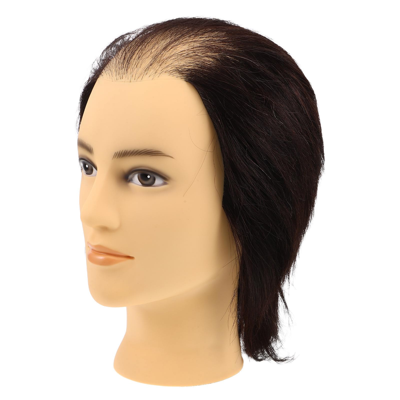 Frisierkopf mit Echthaar für Friseursalon und Barbier Stabiler Pvc Trainingskopf Schwarz Verstellbar für Anfänger und Übung im Barber Shop