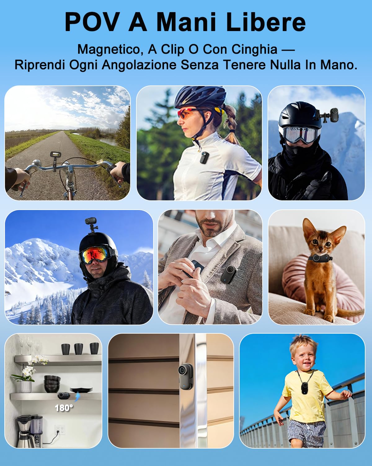 Action Cam, Body Cam 4K 64 GB, POV Camera Impermeabile IP65, Action Camera con Batteria da 1200 mAh, Compatta per Vlogging, Perfetta Come Telecamera Moto Casco, Telecamera Sci