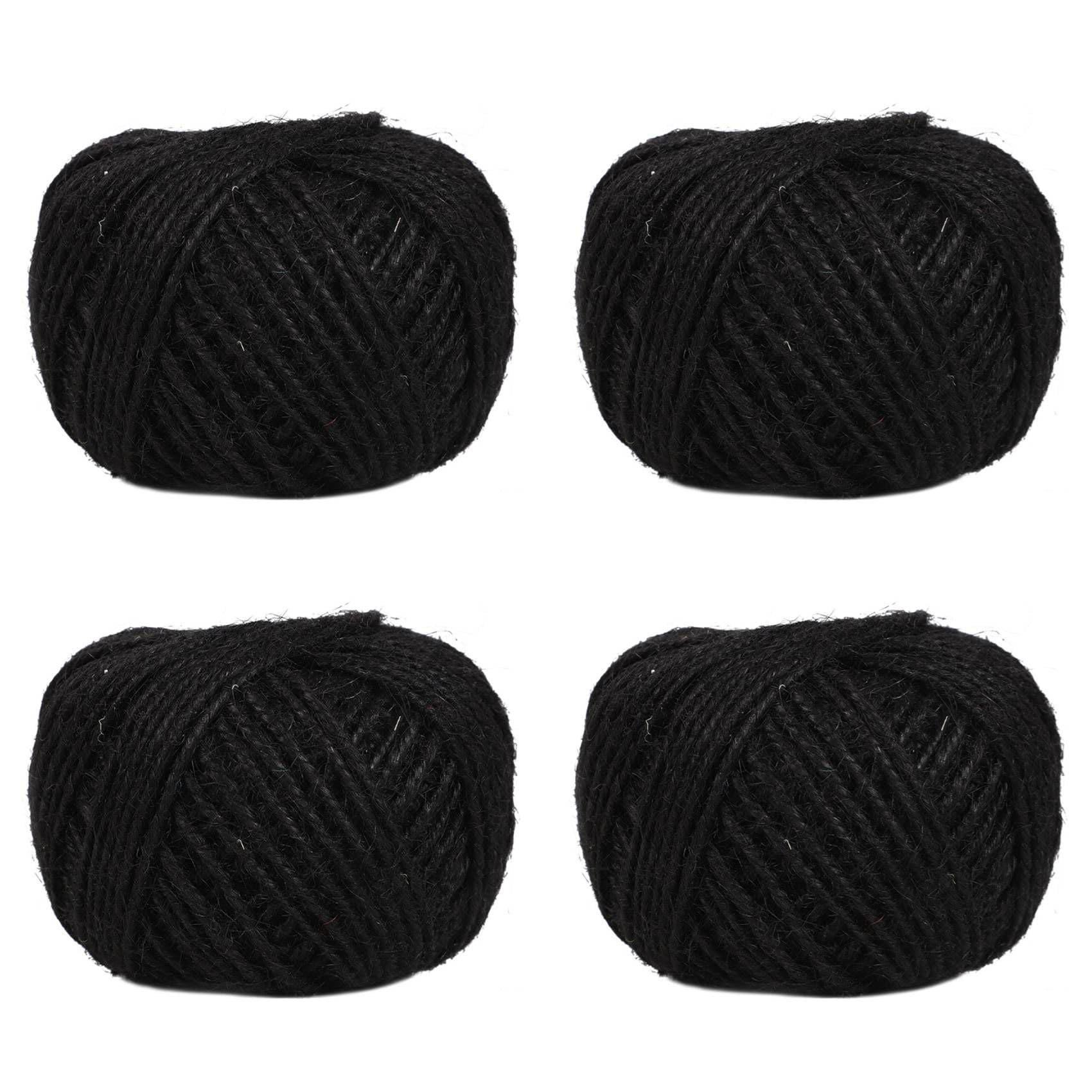Vjsujehgy 4pcs 50m String Jute Rope for Crafts Scrapbooking Gardening - Black