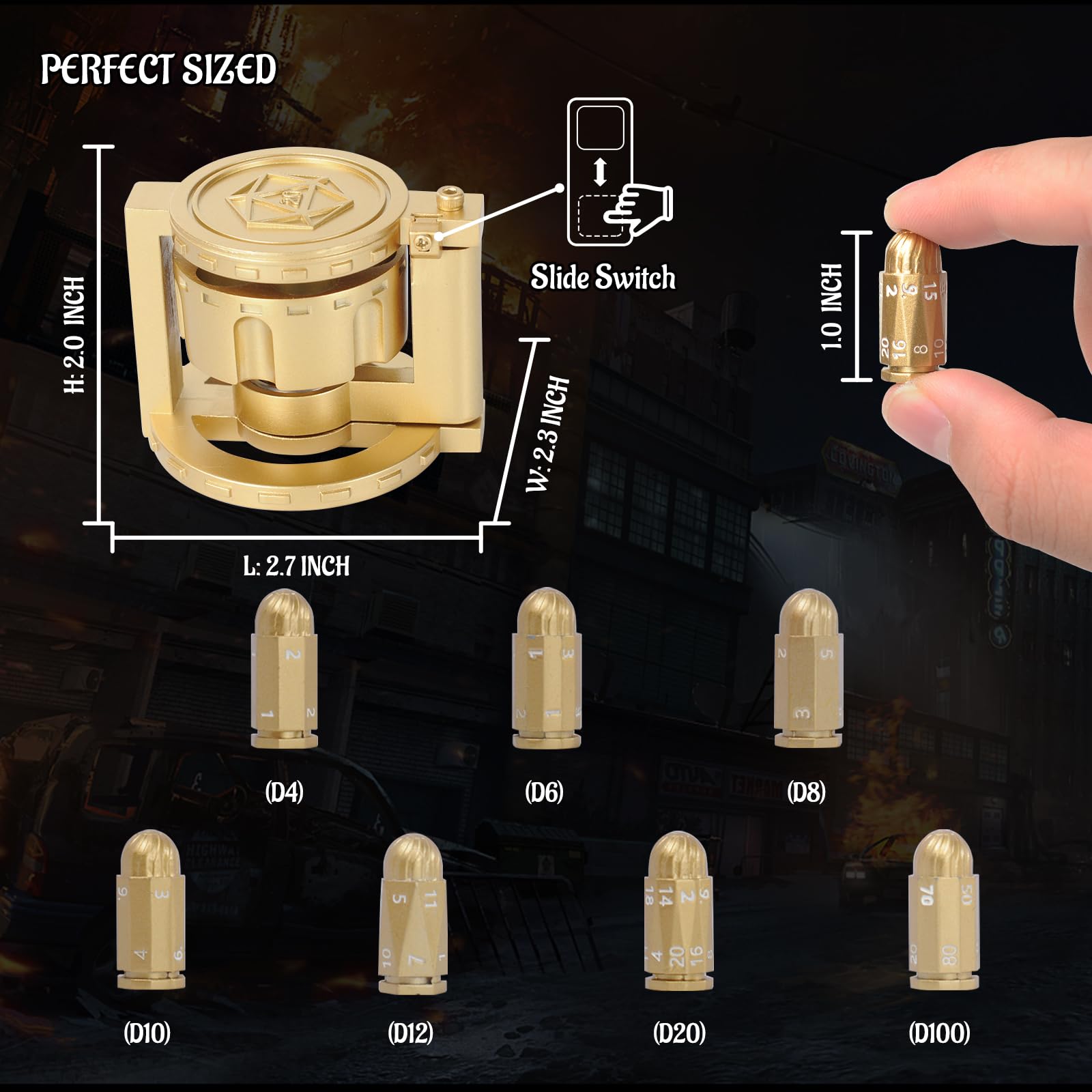 Snapklik.com : Metal Polyhedral Bullet Dice Set Of 7