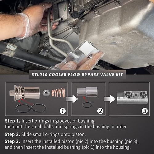 Miniatura 3 de STL010 - Kit de válvula de derivación de flujo enfriador compatible con transmisión G.M 6L80 6L90 2014-up y 8L80 8L90 8L90E 2016 en adelante y 10L90
