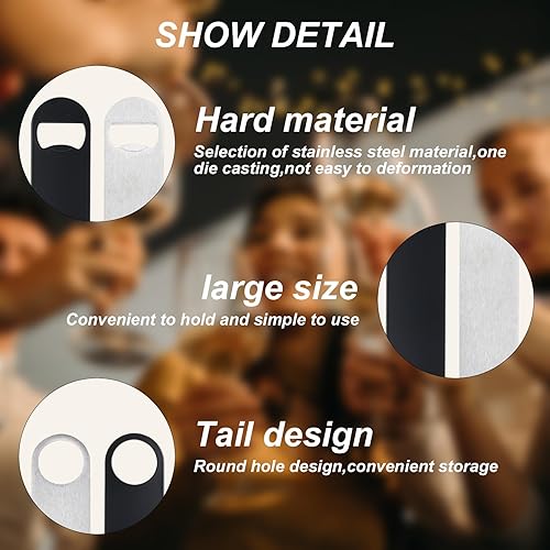 Miniatura 4 de HexinYigjly Abrebotellas plano de 10 piezas (dos colores), abridor de botellas de cerveza de acero inoxidable, abrebotellas de barman resistente, en