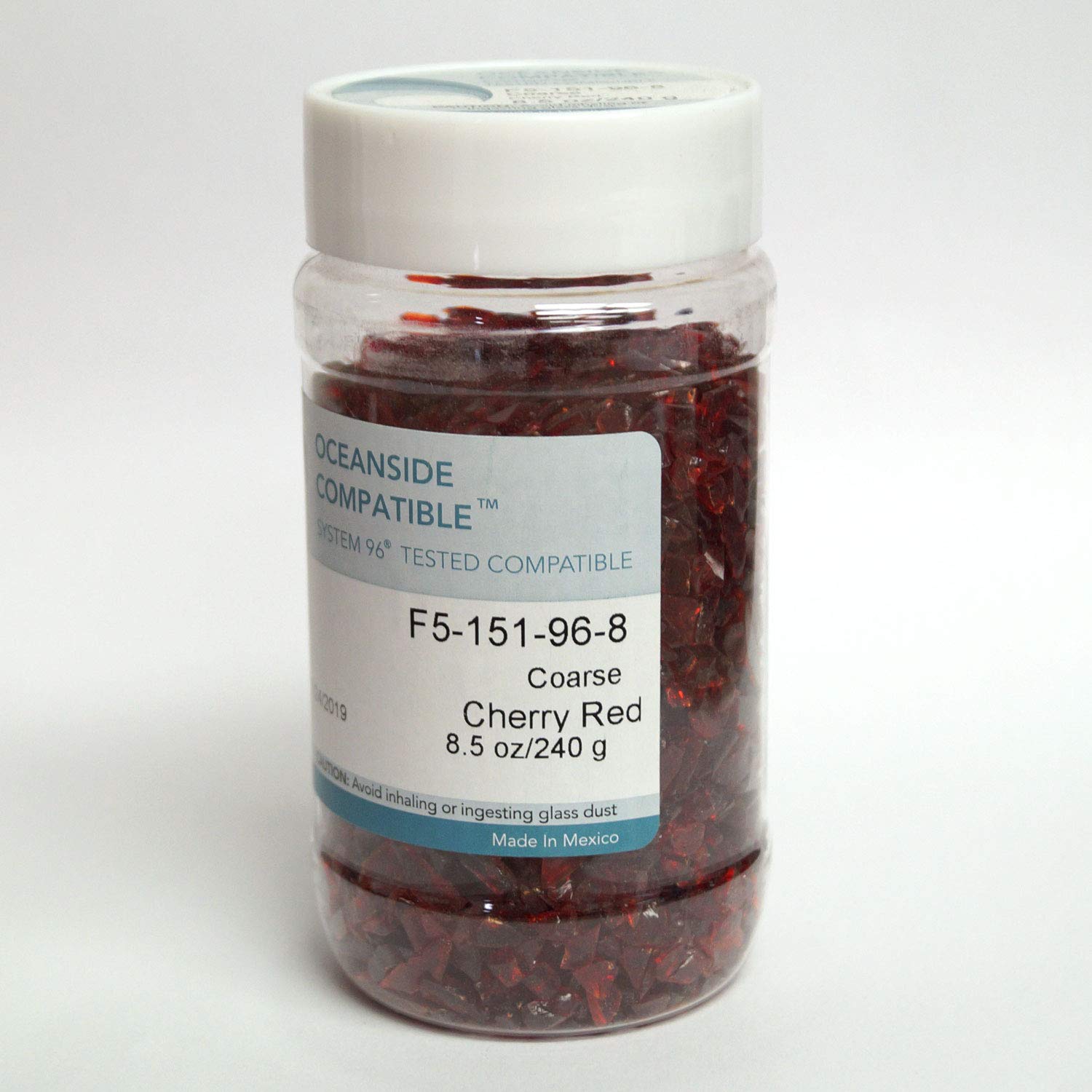 8.5 Oz Cherry Red Transparent Coarse Frit - 96 Coe