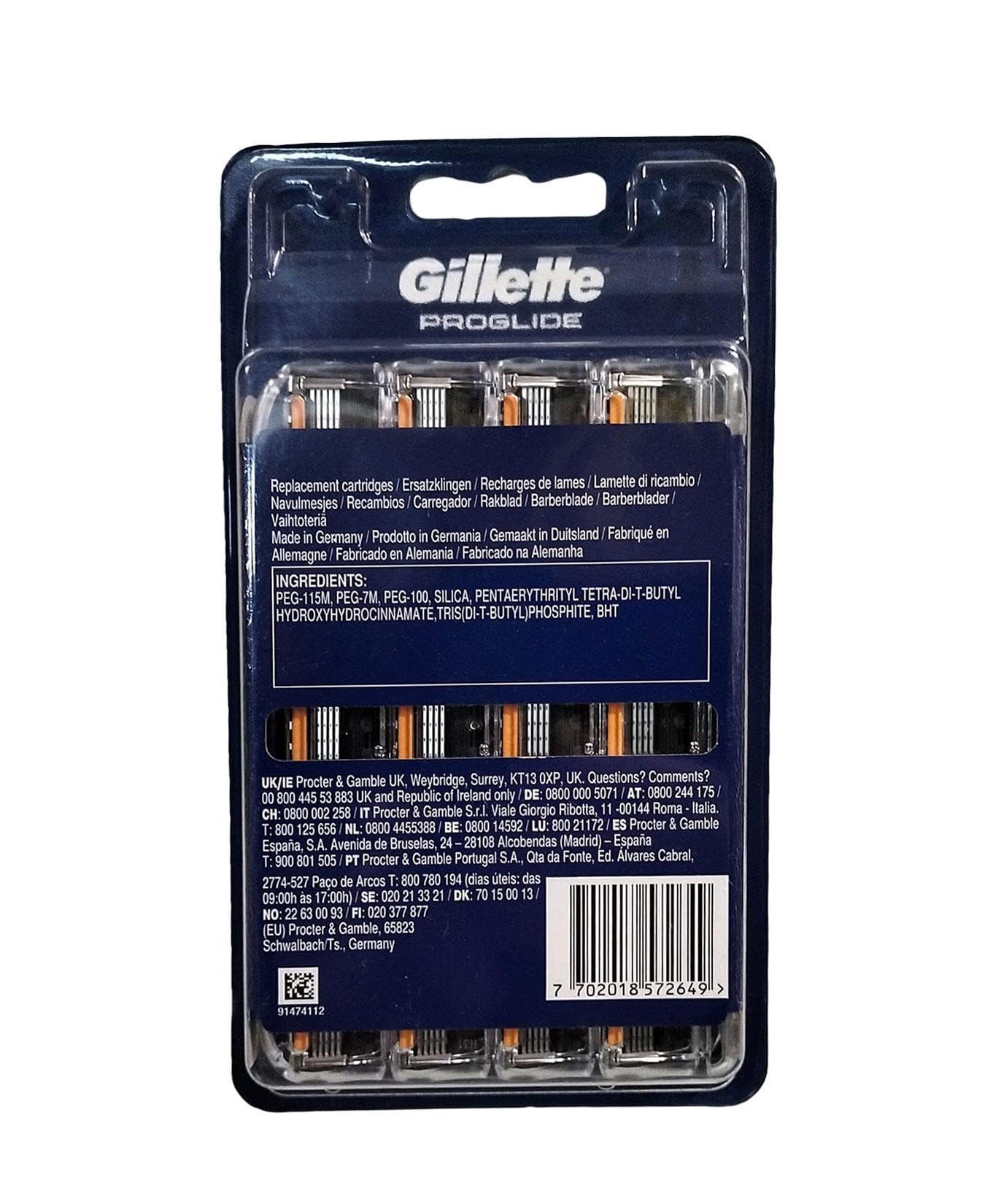 Gillette ProGlide Rasierklingen Men 12 Stück Rasierklingen-Nachfüller mit Präzisionstrimmer, 5 Anti-Reibungs-Klingen