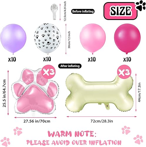 Miniatura 2 de Juego de 46 piezas de decoración de globos con temática de perro con estampado de patas y globos de hueso para mascotas, cachorros, baby shower,