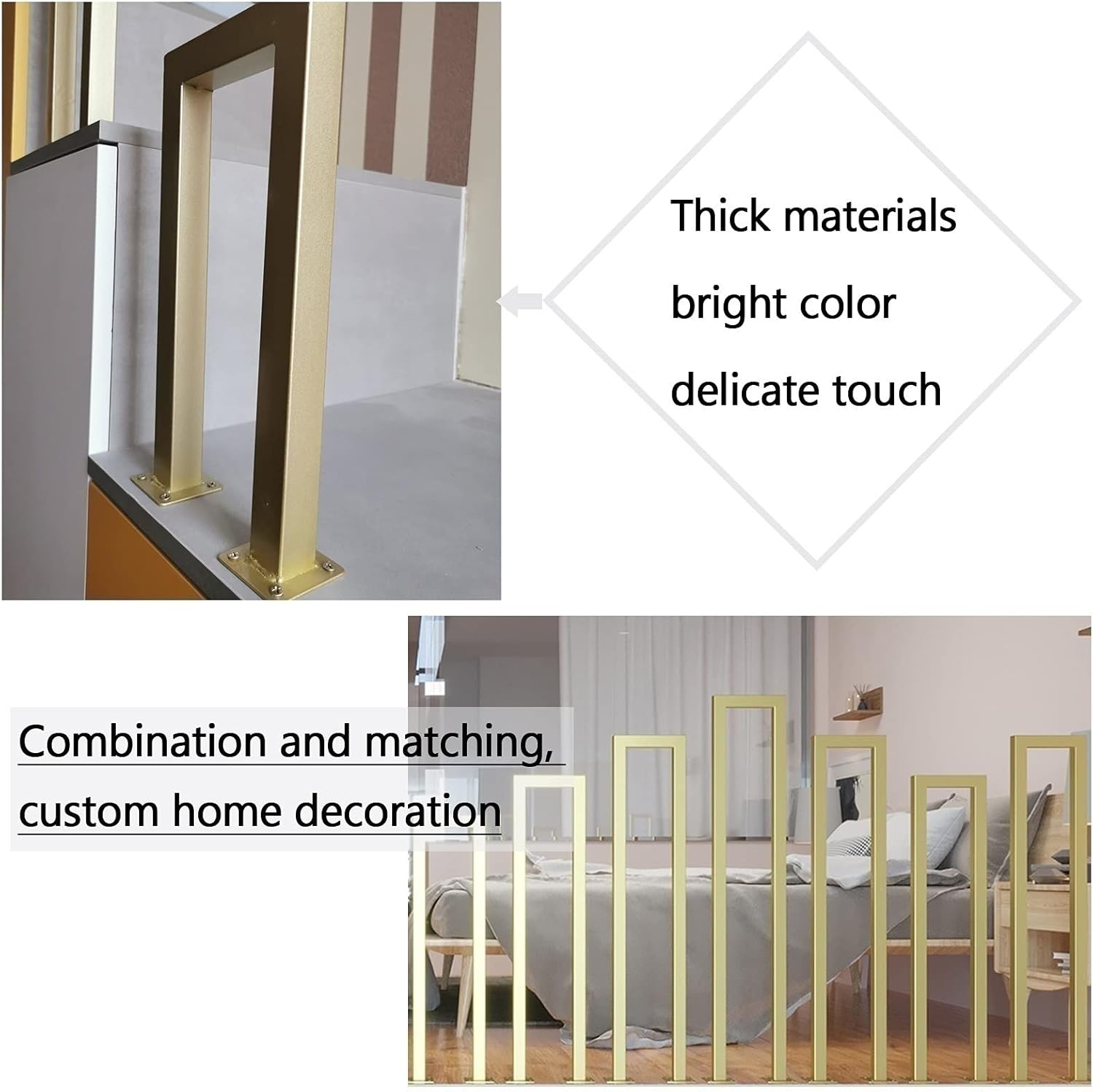 Transitional Handrail Stair Railing for Cement Concrete Steps and Wooden Steps | Gold Wrought Iron Decking Railings Indoor Outdoor Balconies Terrace (Size : 75cm(2.5ft)) (85cm(2.8ft)) (90cm(2.9ft)