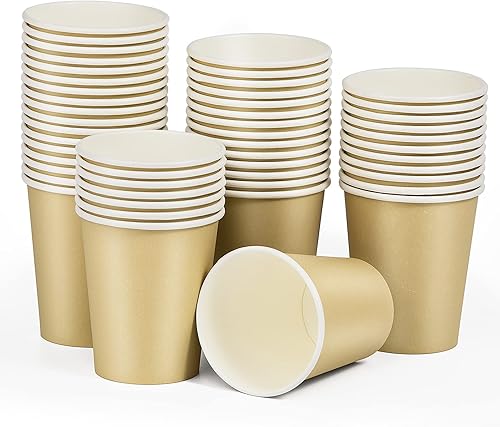 Tazas de café de papel desechables de 8 onzas, paquete de 50, color caqui, ideales para bebidas calientes y fiestas