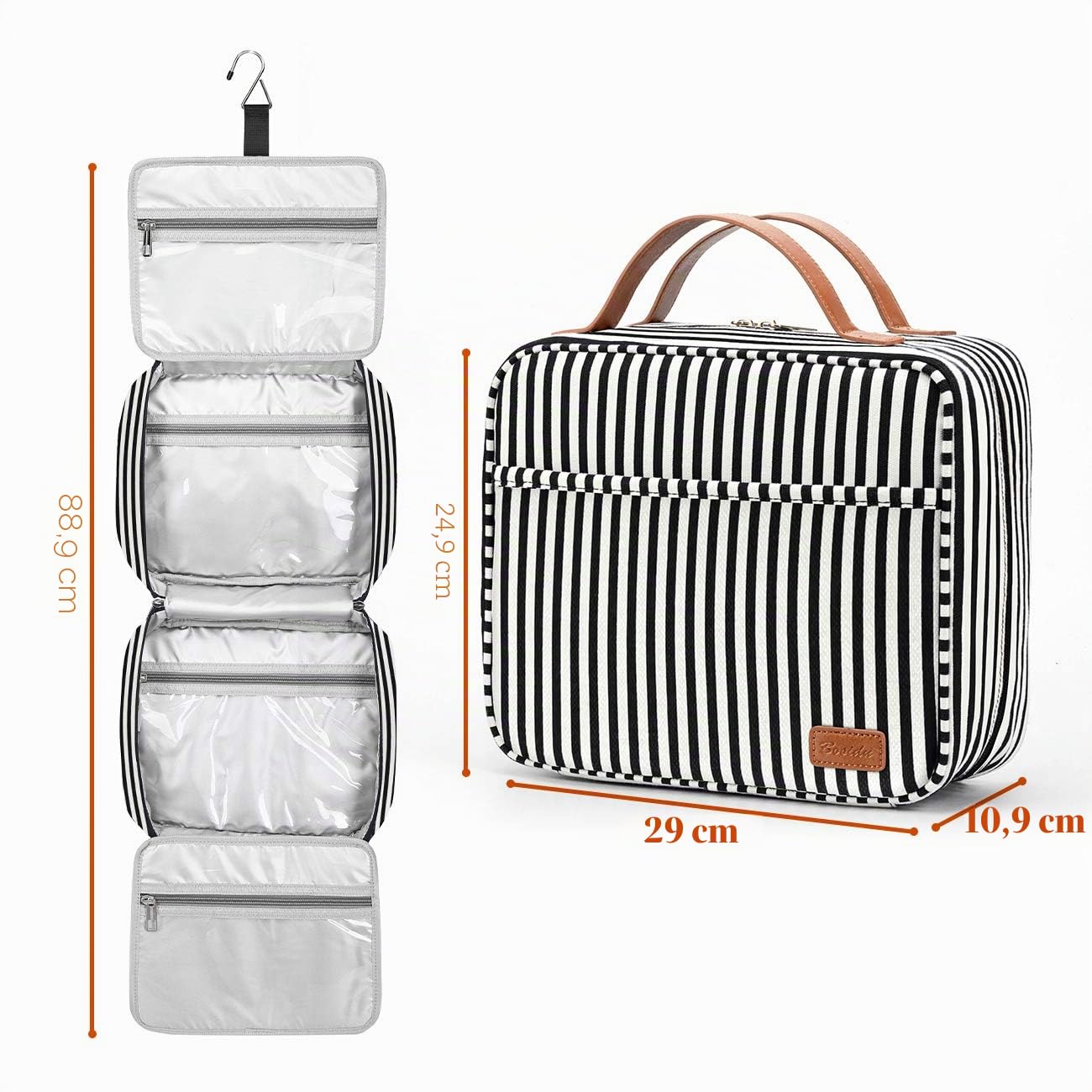 Kulturbeutel zum Aufhängen, großes Fassungsvermögen, Kosmetik-Reise-Kulturbeutel für Frauen, perfekt für Reisen/täglichen Gebrauch/Weihnachten, M-Schwarz (Schwarz) - 6620-toiletry Bag