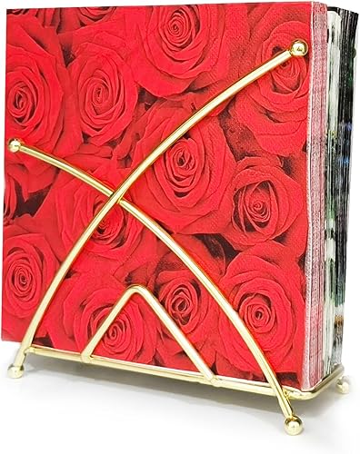 Servilletero para mesa, dispensador de servilletas de metal para cocina, comedor, bar, mesa, cóctel, picnic (dorado)