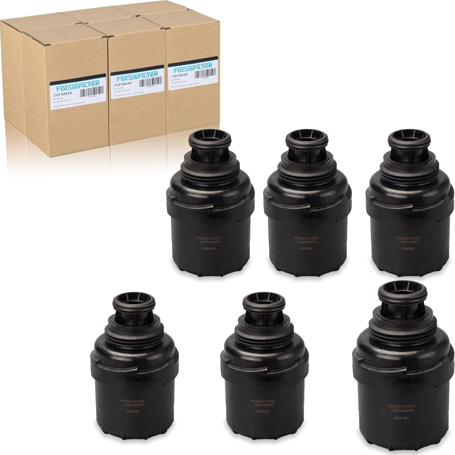 FOCUSFILTER LF17356 OEM Grade Oil Filter, Replaces 5266016 557356, Compatible with Ford Late Model F150 F250 F350 ISF 2.8L, Foton Tunland 4X4 QSF 2.8L (Pack of 6)