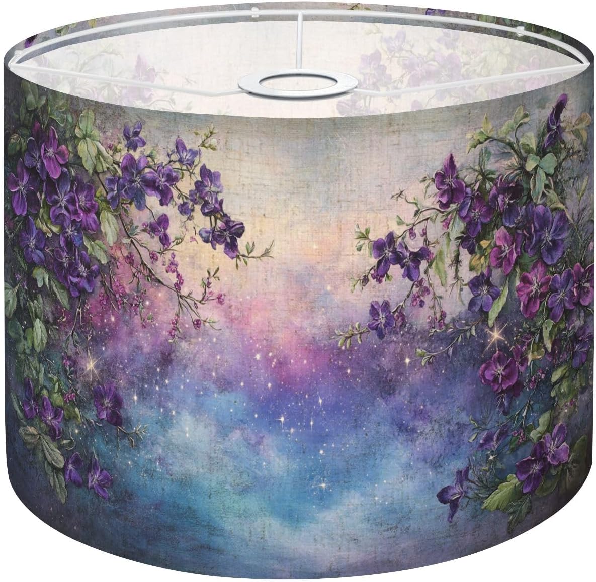 Floral Lampshades Purple Lamp Shades Boho 1 Pack Violets Surrealism Violets Wall Art Purple Canvas Wall Art Light Shade for Table Lamps Floor Lamps Drum Lamp Shades Lampshade Replacement