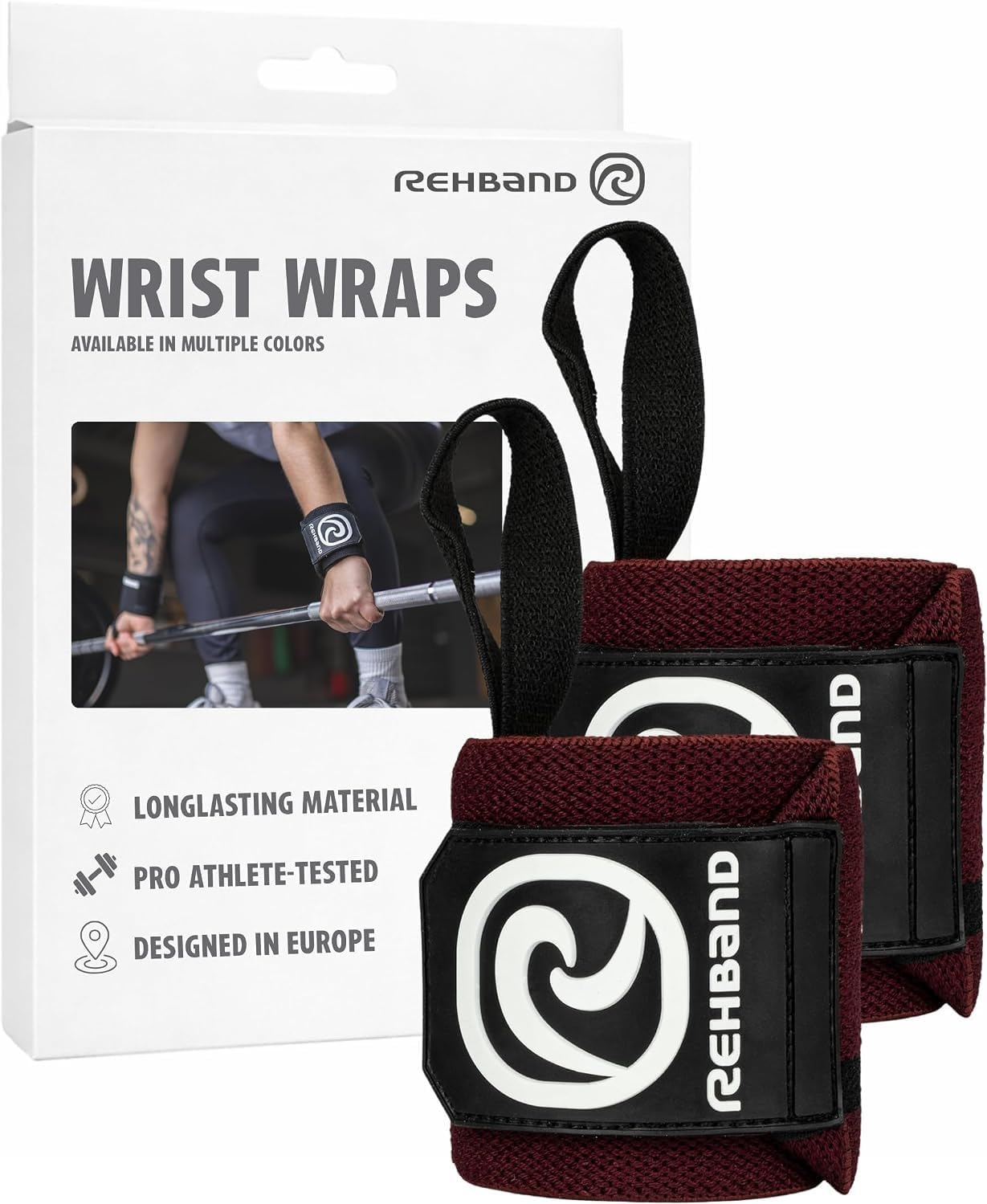 Rehband Wrist Wrap 1 Pair, Wrist Wraps Weightlifting, Training 18 inch, Wrist Wrap, Comfortable & Stabilizing Wrist Supports For Gym