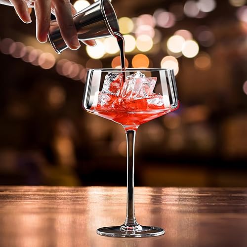Miniatura 3 de PARACITY Vasos de Martini, copas de cupé, copas de cóctel sopladas a mano, perfectas para cócteles, martinis, margaritas, fiestas, cajas de catering