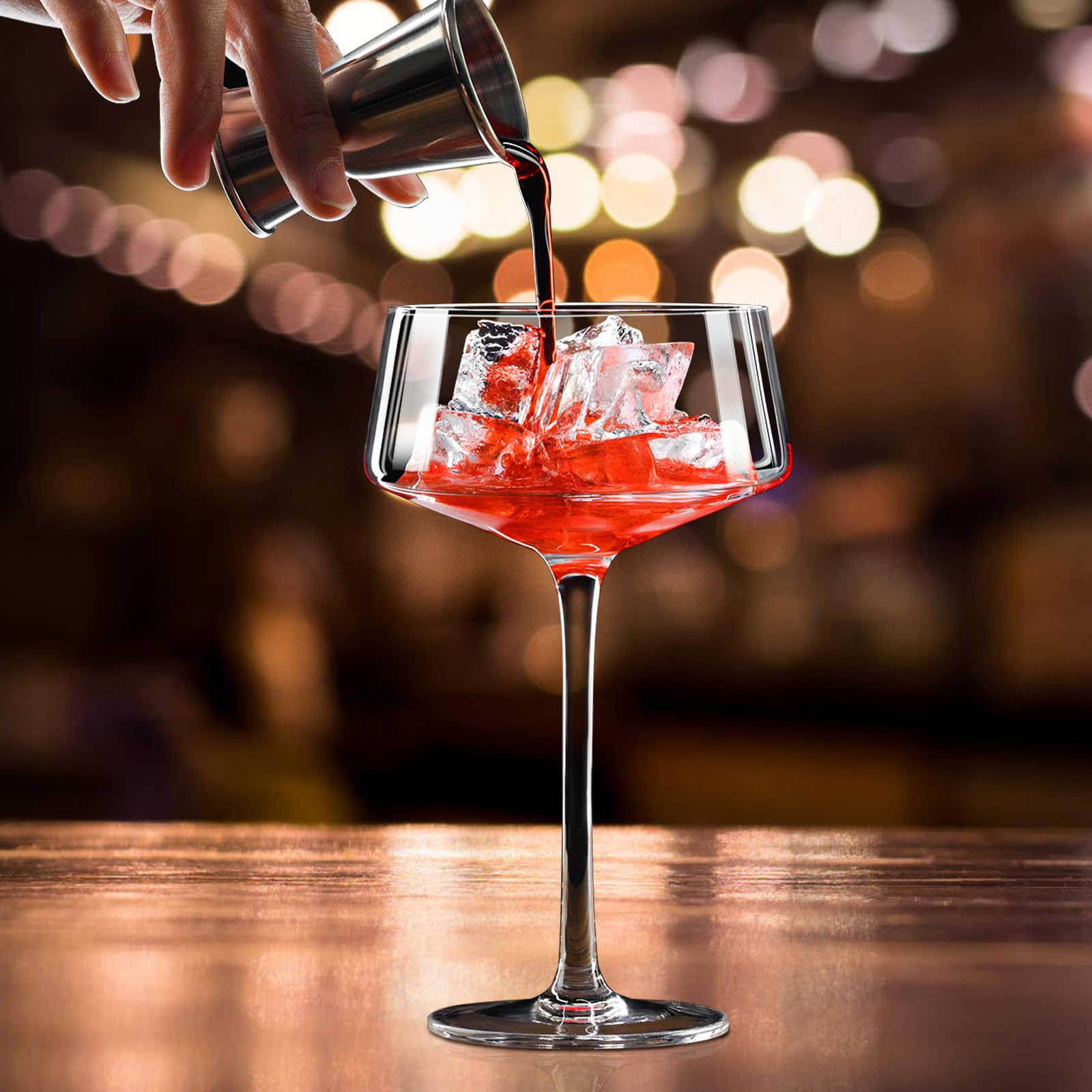 ParaCity Martini Gläser, mundgeblasene Cocktailgläser Set, Kristall Champagner Gläser, perfekt für Cocktails, Martinis, Margaritas, Partys, Catering-Boxen und Geschenke (8 oz/240 ml) (4)